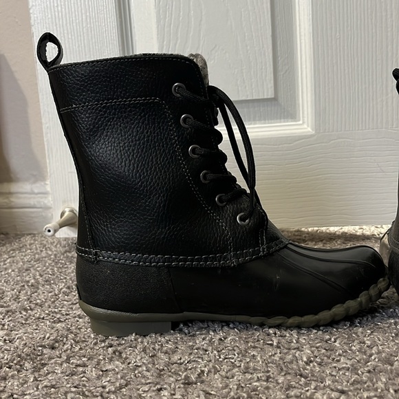 Sporto Women's Rain Boots Black Gray Plaid Rain Lace Up - Picture 4 of 8